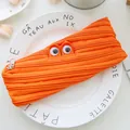 Funny bright orange zipper pencil case with googly eyes creative stationery storage bag - Orange