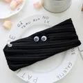 Creative black monster zipper pencil case with funny googly eyes for school supplies - Black