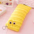 Vibrant yellow monster zipper pencil case with cute and creative googly eyes design - Yellow