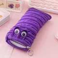 Cute purple monster zipper pencil pouch with googly eyes for kids - Purple