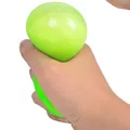 Flexible neon green TPR squeeze flour ball stress relief toy being squeezed by hand - Green Color Liquid Ball