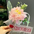 Pink artificial flower ballpoint pen gift set in a decorative white gift bag - Blooming Rose (Light Pink) / Light Pink