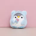 Cute mini plush penguin doll wearing a blue bear hoodie with ice cream accessory. - Blue Candy Penguin / 12cm