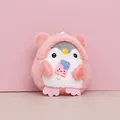 Adorable plush penguin keychain pendant in pink animal hood holding a popsicle toy - Pink Candy Penguin / 12cm