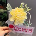 Elegant yellow artificial flower ballpoint pen for teacher appreciation day gift - Blooming Rose (Yellow) / Yellow