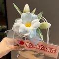 Elegant light blue flower ballpoint pen with mesh ribbon for teacher gift - Princess Shirley Flower Pen (Azure)