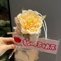 Artificial yellow rose flower ballpoint pen in clear gift bag for Teacher's Day - Camellia Pen (Honey Yellow)