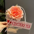 Elegant artificial rose flower ballpoint pen in pink finish with gift bag packaging - Camellia Pen (Peach Pink)