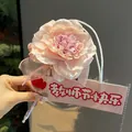 Elegant pink artificial rose flower ballpoint pen gift set for special occasions - Camellia Pen (Water Pink)
