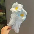 Artistic blue lily flower ballpoint pen with elegant white ribbon gift set for teachers - Brownie Tulip Pen (Dawn Blue)