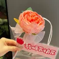 Pink rose artificial flower ballpoint pen with Teacher's Day gift card - Peony Pen (Pink)
