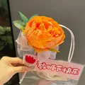 Orange artificial flower ballpoint pen gift set with card and transparent bag pack - Peony Pen (Orange)
