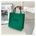 Moderner grüner Filz-Shopper für Damen mit 'merci'-Aufdruck und großem Fassungsvermögen. - 23*23*13cm / Grün
