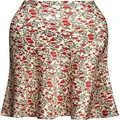 Elegant floral print satin fishtail midi skirt featuring a high waist and slim fit design - M / White Base Red
