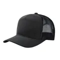 Detailansicht der 7-Panel-Konstruktion dieser schwarzen Mesh-Trucker-Mütze für Herren - Verstellbar / Schwarz