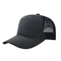 Vista dettagliata di un cappello trucker nero a 7 pannelli con design traspirante - Regolabile / grigio scuro