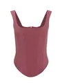 Close-up of mauve corset top with square neck and fishbone structure. - XS / Dusty Pink