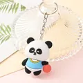 Adorable cartoon panda keychain doll wearing a blue basketball jersey with a metal ring - Sports Panda-Basketball