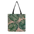 Fashionable green monstera leaf print canvas tote bag for women daily shopping use - Simple Tropical Green Leaf Print Style (hm4792)
