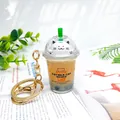 Cute cat milk tea cup liquid boba keychain bag charm for cute accessory style - Regular Cat Khaki