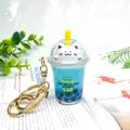 Cute blue cat bubble tea cup liquid keychain for bags and backpacks gift accessory - Regular Cat Sky Blue