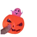 Funny Halloween stress relief toy featuring an orange pumpkin and popping pink ghost - Light-up Pumpkin Ghost