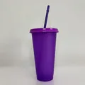 Large 24oz purple glitter straw cup made of durable PP plastic for refreshing drinks - 24OZ/710ML / Purple (Glitter)