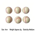 Set of 6 mini baseball stress relief balls, 4cm soft PU foam squeeze toy for sports - Printed Baseball / 4cm