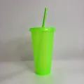 Vibrant lime green 24oz sparkle straw cup with reusable design for daily hydration - 24OZ/710ML / Fluorescent Green (Glitter)