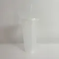 Frosted 24oz glitter plastic straw cup with matching lid and reusable clear straw - 24OZ/710ML / Transparent (Glitter)
