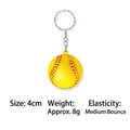 Yellow mini softball squeeze stress relief ball keychain with 4cm diameter - Yellow Baseball Keychain / 4cm