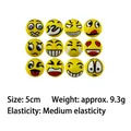 Set of 12 yellow foam emoji stress relief squeeze balls, 5cm size, medium elasticity - Printed Emoji Ball / 5cm