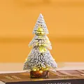 Mini verschneiter Weihnachtsbaum mit LED-Lichtern auf Holzsockel für Tischdekoration. - 15cm Turm-Weihnachtsbaum (Ohne Licht)