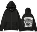 Sweat à capuche zippé noir avec imprimé graphique vintage inspiré du jeu Cry of Fear - S / Noir