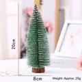 Mini 20cm frosted Christmas tree with snow effect and natural wooden base for desk - 20cm