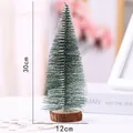 Mini cedar Christmas tree tabletop decoration with snow effect and wooden base - 30cm