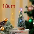 Mini snowy Christmas tree with colorful LED lights, 18cm tabletop cedar decoration. - 18cm (With Colored Light)