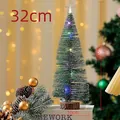 32cm Mini artificial Christmas tree with colorful LED lights and natural wooden base - 32cm (With Colored Light)