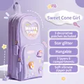 Large capacity purple backpack style pencil case with cute heart patches and star glitter - Purple - Ice Cream Cone Girl