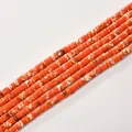 Orange marble pattern cylindrical 2x4mm tube spacer beads for DIY jewelry making - 2*4mm (Approx 150 Beads per Strand) / 22 Yellow Emperor Stone