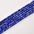 Polished blue and white marbled cylindrical tube spacer beads for DIY jewelry making crafts - 2*4mm (Approx 150 Beads per Strand) / 33 Blue Emperor Stone