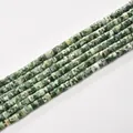 Premium 2x4mm green marble patterned cylinder spacer beads for DIY jewelry craft - 2*4mm (Approx 150 Beads per Strand) / 34 Green Spot Stone