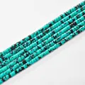 Cyan 2x4mm cylindrical tube beads with black marble pattern for DIY jewelry making - 2*4mm (Approx 150 Beads per Strand) / Synthetic Hubei Turquoise