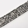 Speckled black and white cylindrical 2x4mm stone spacer beads for DIY jewelry making - 2*4mm (Approx 150 Beads per Strand) / 45 Sesame Stone (Granite)
