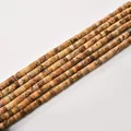 Natural patterned stone 2x4mm cylindrical tube spacer beads for DIY jewelry making - 2*4mm (Approx 150 Beads per Strand) / 61 Picture Jasper (Stone)
