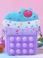 Simpatica borsa a tracolla pop it in silicone a forma di cupcake per bambini - Viola