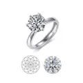Elegant 925 sterling silver moissanite ring with classic six-prong setting silver finish - 2-carat Six-prong Closed Ring (with Gra Certificate) / US Size 5