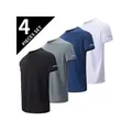 Pack de 4 camisetas deportivas de secado rápido y transpirables para hombre, gym. - S / Negro+Gris+Azul+Blanco