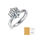 Elegant 925 sterling silver ring with six-prong set round moissanite stone - 3-carat Six-prong Closed Ring (with Gra Certificate) / US Size 5