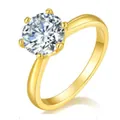 Eleganter Moissanit-Ring mit sechs Krappen und Rundschliff in poliertem Goldfinish - US Größe 7 / 5 Karat Sechs-Zinken-Stil (mit GRA-Zertifikat) / Gold